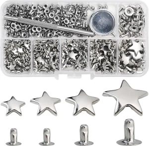 Kit 200 rivetti in pelle misure miste rivetti per borchie stella in pelle per Clothi - Foto 1 di 12