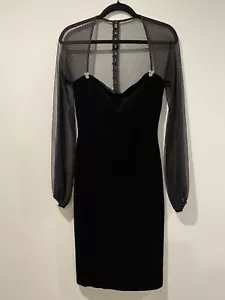 JS Collections Dress Womens 4 Black Velvet & Mesh Knee Length Party Formal Goth - Picture 1 of 9