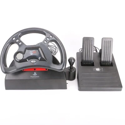 PS1 RACING Steering Wheel and Pedals WITH BOX PlayStation 1 Mad Catz SLUH-000022 - Image 1 of 4