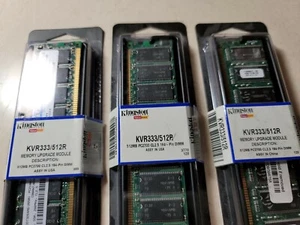 NOS Kingston PC2700 DIMM PC-2700 CL2.5-Pin DIMM Memory upgrade (KVR333/512R) LOT - Picture 1 of 3