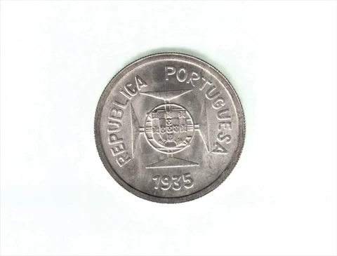 RARE PORTUGAL - INDIA  SILVER COIN - 1 RUPIA 1935 - UNC - KM# 22 🇮🇳 🇵🇹 Cover