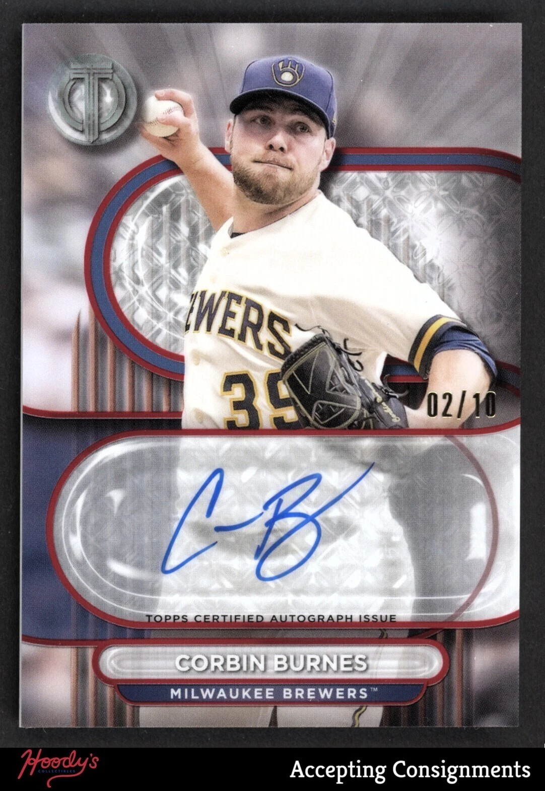2024 Topps Tribute Autographs Red #TACB Corbin Burnes BREWERS AUTO 02/10