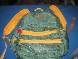 Matilda Jane Cross Campus Backpack Green Polka Dot Pom Pom Detail EUC - Picture 1 of 8