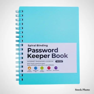Password Keeper Journal Organizer 4.7" x 6.1" Alphabetical Logbook Binder Blue - Picture 1 of 7