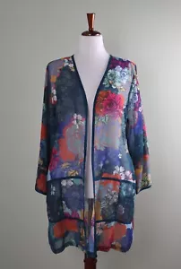SOFT SURROUNDINGS $90 Floral Semi Sheer Light Topper Kimono Jacket Top Size 2X - Picture 1 of 6
