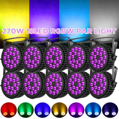 10PCS 270W Par Stage Light 4 in1 LED DMX 512 RGBW DJ Disco Party Wedding - Image 1 of 4