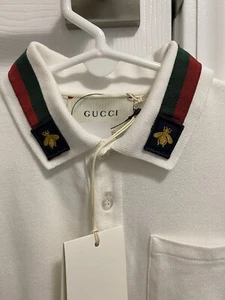 Authentic Gucci Children's Cotton Web-Detail Bee Polo Shirt Size 5 - Picture 1 of 8