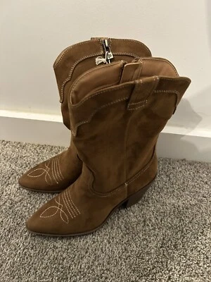 Sam & Libby Breanna Western Botines Mujer 7.5 Nuevo con Etiquetas Botas Tacón Bloque Caramelo Foto 1 de 4