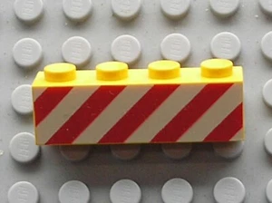 LEGO Yellow Brick 1x4 Red Danger Stripes Ref 3010p15 Set 6565 6447 6422 6329 - Picture 1 of 1