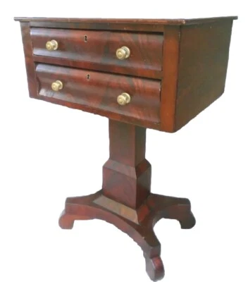 ANTIGUO SOPORTE DE 2 CAJONES CAOBA IMPERIO AMERICANO Foto 1 de 4