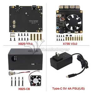 X825 V2.0 2.5 pulgadas SATA HDD/SSD placa de expansión + estuche + X735 V3.0 + alimentación tp1 - Imagen 1 de 1