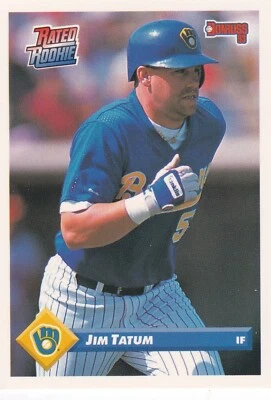 1993 Donruss #341 Jim Tatum Milwaukee Brewers Rated Rookie - Image 1 of 2