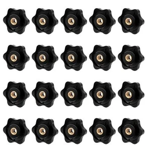20 Pcs 6-Star Knobs 1/4 Inch 20 Threaded Hexagon Head Thru Knob Clamping Knobs - Picture 1 of 4