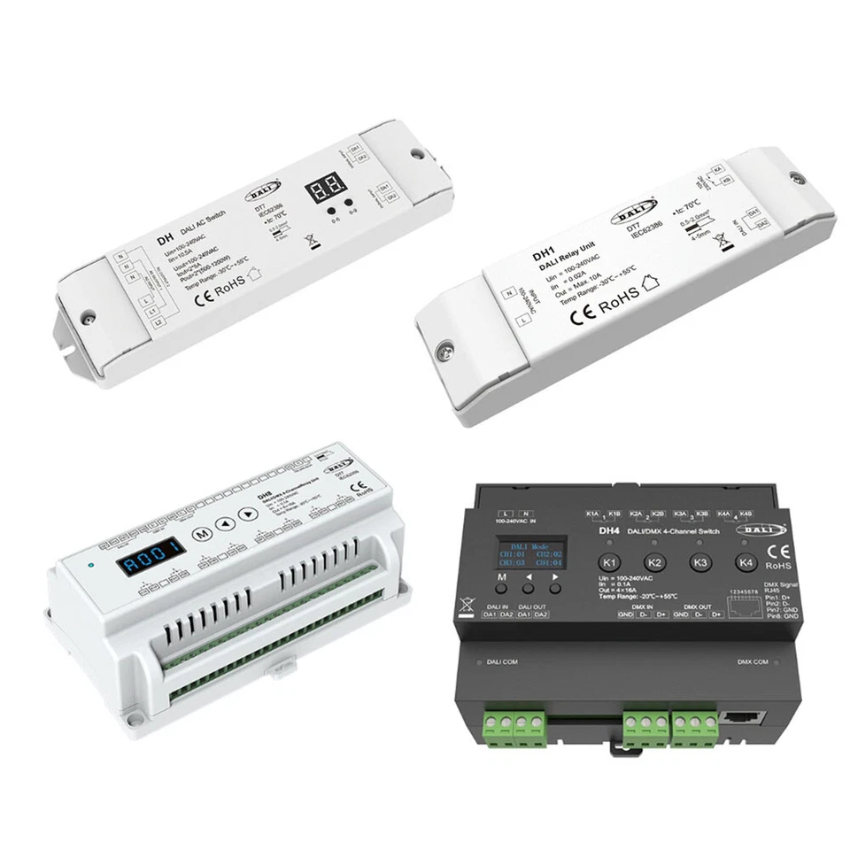 AC DALI Switch Dimmer Relay Unit /DH4 DALI/DMX 4-Channel Switch DH8 DMX 8Channel - Image 1 of 1