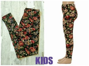 Rose Leggings! Soft Floral Graphic Print Girls L/XL 7/8 NEW - Picture 1 of 3