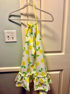 Gymboree Girls White Lemon Sleeveless Mini Halter Dress US Size 12 - Picture 1 of 4
