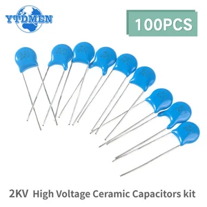 100 Stück 2KV Keramik Kondensatoren 10 Werte 102K-821K Hochspannungs Sortiment - Bild 1 von 6