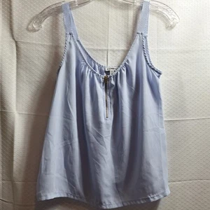 Y2K EXPRESS Chiffon Zip Front Tank Top Sz XS Sky Blue Minimalist Coquette Fairy - Picture 1 of 7