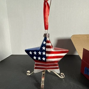 Waterford Holiday Heirlooms Glass Star Ornament Stars and Stripes 2010 - Picture 1 of 5