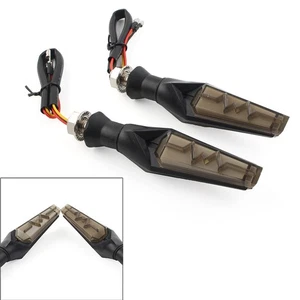 LED Flowing Turn Signal Amber Light Lamp Double-sided Blinker Motorcycle Smoke - Picture 1 of 12