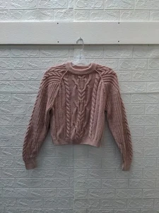 New Free People Classic Frankie Cable Sweater Misty Rose Sz XS - Picture 1 of 8