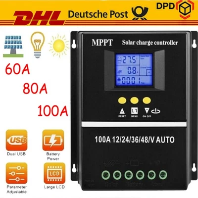 Neu MPPT Solar Laderegler Controller Digital LCD-Anzeige Display Dual USB 12-48V - Bild 1 von 4