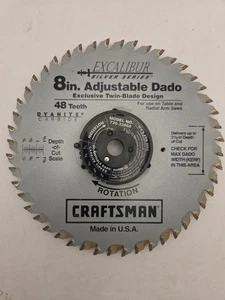 CRAFTSMAN Twin-Blade Adjustable Dado set 8” 48 carbide teeth 720-32668 - Nice - Picture 1 of 2