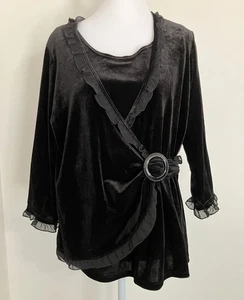 Notations schwarz Samt Rüschen Top Large Petite Whimsygoth Indie Witchy Y2K kantig - Bild 1 von 5