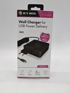 ICY BOX 90W Alimentatore USB-C per Portatili, Tablet e Smartphone, Funzione Protettiva - Foto 1 di 4