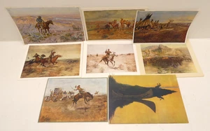 Mixed Lot of Western Cowboy Unframed Prints Charles Russell Frederic Remington - Picture 1 of 10