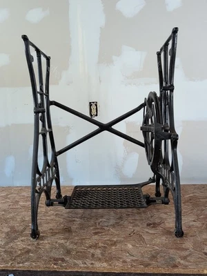 White USA Treadle Sewing Machine Cast Iron Rolling Table Base Legs Industrial - Image 1 of 4