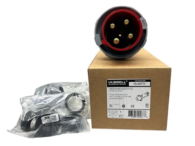HUBBELL HBL460P7W IEC PIN AND SLEEVE PLUG 3P, 4W, 60A, 480V, 20HP - Imagem 1 de 2