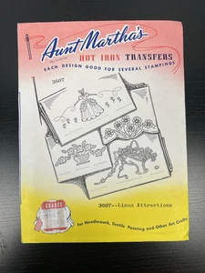 Vintage Aunt Martha's Hot Iron Transfer 3607 Linen Attractions Florals - Picture 1 of 2