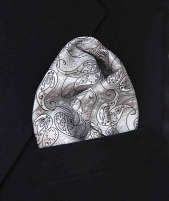 Gascoigne Pocket Square Gray Paisley Men's - Image 1 of 3