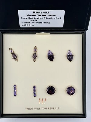 Bomb Party Simply Studs Meant To Be Yours RBP8452 amatista oscura y chapado CZ RG Foto 1 de 4