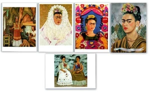 Frida Kahlo artista dipinto autoritratto e altri cartolina lotto di (5) messicani - Foto 1 di 11