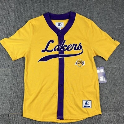 Arrancador Los Angeles Lakers abotonado. Camisa estilo béisbol NBA. Hombre Dorado Talla M Foto 1 de 4