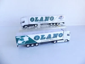 1:87 / 2 CAMIONS + REMORQUES MARQUAGE PERSONNALISE FRANCAIS TRANSPORT OLANO - Picture 1 of 4