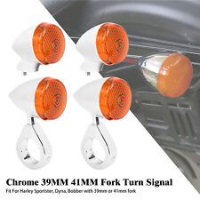 Chrome 39 41MM Front Fork Rea LED Turn Signal Light Fit For Sportster XL883 Dyna