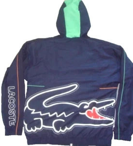 LACOSTE NAVY BLUE WHITE ZIPPER FRONT HOODED TRACK JACKET SIZE XL - Picture 1 of 10