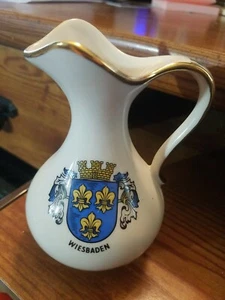 Vintage German Bavaria Pitcher  Waldershof 22 K Gold Trim  - Picture 1 of 9