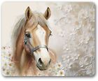 Unique Brushed Fabric, Soft To Touch 8" x 10" Mouse Pad-Horse With Flowers