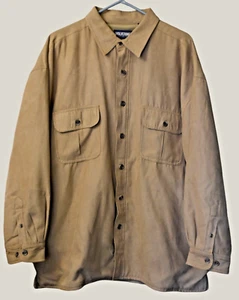 Wolverine Mens Camel Faux Suede Fleece Lined Button Up Jacket Shirt Size XXL - Picture 1 of 9