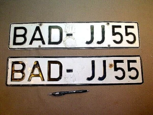 Pair Vintage European License Plates BAD-JJ55 - Picture 1 of 6