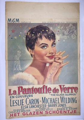 The Glass Slipper LESLIE CARON MGM 1955 Belgium Poster SIGNED U25D 14 x 22 RARE - Image 1 of 4