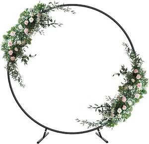 6.6ft Round Balloon Arch Stand Frame Circle for Wedding Background Decor Black - Picture 1 of 7