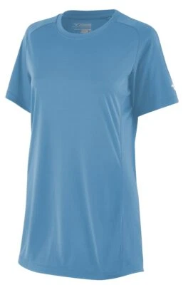 Camiseta deportiva de softbol estándar para mujer Mizuno cuello redondo, azul claro, X-pequeña Foto 1 de 2