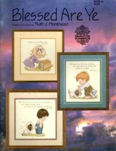 VINTAGE 1986 CROSS STITCH PRECIOUS MOMENTS BLESSED ARE YE 17 DESIGNS - Picture 1 of 2