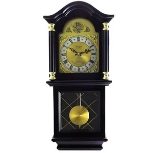 Bedford Clock Collection 26 Inch Chiming Pendulum Wall Clock in Antique Mahogany - Picture 1 of 1