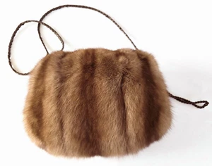 Sable de manguito de piel calentador de manos piel invierno bolso Sable cálido correa cuero natural beige - Imagen 1 de 4